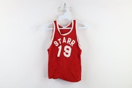 Vintage 60s 70s Boys Size 30 32 Knit Basketball Jersey Starr Red #19 USA - $39.55
