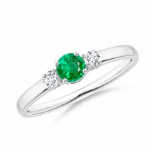 ANGARA Classic Emerald and Diamond Three Stone Engagement Ring - £706.60 GBP