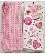 SET OF 3 DIFFERENT PRINTED JUMBO TOWELS (18&quot;x28&quot;) LOVE IS SWEET, HEARTS,... - £14.12 GBP