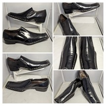 Fiesso By Aurelio Garcia Luxe Loafers Leather Shoes Black Square Toe  Me... - $150.00