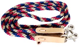 Horse Roping Tack Western Barrel Contest Reins Nylon Braided Snap 7 Feet... - $16.82