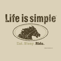 Horse T-shirt Size S 2XL NWT Life is Simple Ride New Beige Cotton Ts - €17,67 EUR