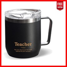 Black Reusable Travel Mug for Teachers - 300ml Insulated Tumbler with Se... - $27.15