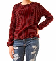 For Love &amp; Lemons Womens Top Round Neck Striped Burgundy Black Size S - £30.63 GBP