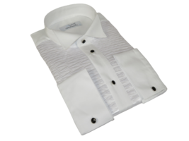 Mens CEREMONIA Tuxedo Shiny Shirt 100% Cotton Turkey Slim Fit #STN 13 PL... - £47.95 GBP