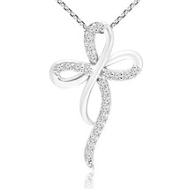 1/2 CTW Simulated Diamond Cross Pendant Necklace In 14K White Gold Plated Womens - £66.49 GBP