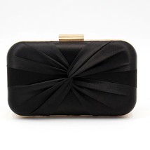 Ruched Bow Women Evening Bags Pink Black White Color Satin Mini Day Clutch With  - £76.95 GBP