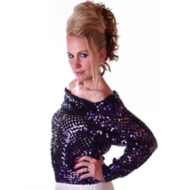 Vintage 80s Sequin Sweater Partique Disco Glam Shawl Collar Medium - $43.56