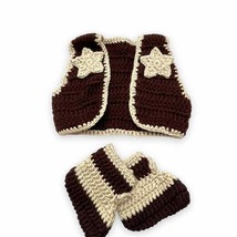 Newborn Baby COWBOY Knitted Photo Shoot Prop | Vest &amp; Boots infant set - £9.56 GBP