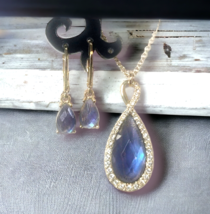 Anne Klein Pavé &amp; Stone Pendant Necklace &amp; Drop Earrings Set - £9.84 GBP