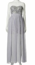 Womens Dress Maxi Jr Girls Lily Rose Gray Silver Sequin Strapless Prom $... - £33.39 GBP