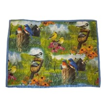 Vtg Handmade Quilted Birds Flowers Meadow Farm View Set of 4 Placemats 1... - $13.98