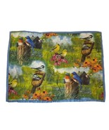 Vtg Handmade Quilted Birds Flowers Meadow Farm View Set of 4 Placemats 1... - £10.95 GBP