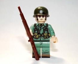 Pltoys Us Gi Green Fatigues Soldier WW2 Minifigure Custom Us Toy - $7.21