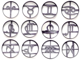Zodiac Signs Astrology Horoscope Symbols Set of 12 Cookie Cutters USA PR1598 - £28.92 GBP