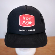 Vintage 70s Bostonian IRON AGE Safety Shoes Mesh Snapback Trucker Cap Hat - £15.48 GBP