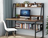 Dark Walnut 47-Inch Tribesigns Computer Desk With Hutch And Bookshelf Fo... - $220.96
