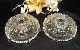 1456 Antique Clear Anchor Hocking Glass Ribbed Edge Candleholder Set - £4.05 GBP