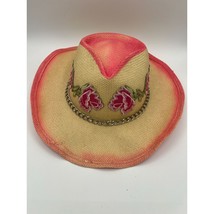 vintage peter grimm woven cowgirl hat embroidered roses pink highlights cowboy - £22.20 GBP