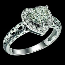 2.20CT Simulated Diamond Wedding/Engagement Ring 14K White Gold Plated Silver - £81.76 GBP