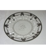 Etched Crystal Clear Glass Vtg Serving Plate Silverplate Overlay Rim Gra... - £26.40 GBP