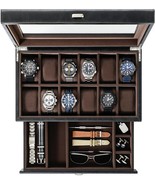 TAWBURY 12 Watch Collection Box for Men - Black Watch Box Organizer for ... - £138.83 GBP