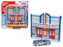1958 Chevrolet Corvette Convertible Blue and Resin Movie Theater Facade &quot;Double  - £29.84 GBP
