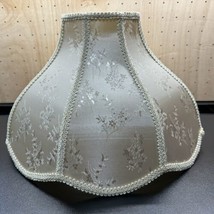 Victorian Lamp Shade Damask Floral &amp; Trim Antique White Brocade  12&quot;H x ... - $83.33