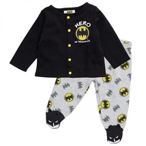 Batman Hero In Training Outfit with Snap Shirt and Baby Footed Pants Black - £15.41 GBP