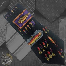 Designs by A Rogers Mens Black Fish Fishing Baits Print Necktie Classic Tie - $16.00