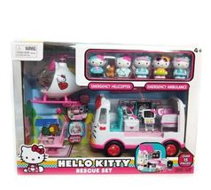 Hello Kitty Rescue Set Ambulance Medical Mobile Helicopter Figures - £62.34 GBP