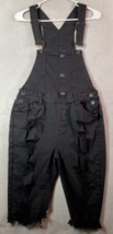 American Bazi Overalls Women Size Large Black Denim Cotton Sleeveless Distressed - $21.63