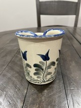 Bujno Blue Stoneware Studio Pottery Crock Floral Vase 2001 SIGNED - $24.74