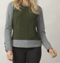 NWT New Womens M Prana Aya Sweater Dark Green Gray Aqua Wool Warm Button... - £169.48 GBP