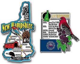 New Hampshire Jumbo Map &amp; State Montage Magnet Set by Classic Magnets, 2-Piece S - £11.15 GBP