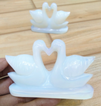 Natural Opalite Mandarin Ducks Love Birds (Male and Female) Hand Carved Ducks - $38.13