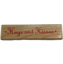 Hugs and Kisses Script Words Tiny Hearts Rubber Stamp Hero Arts Vintage 1999 - £4.73 GBP