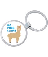 No Prob Llama White Keychain - Includes 1.25 Inch Loop for Keys or Backpack - £8.50 GBP