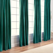Chanasya Teal Green Velvet Curtains Panel Set 2 Pc. - Elegant Partial, Teal. - £50.92 GBP