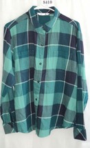 RIDERS LEE BLACK GREEN WHITE PLAID XL 100% COTTON BUTTON FRONT #8410 - £9.62 GBP