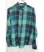 RIDERS LEE BLACK GREEN WHITE PLAID XL 100% COTTON BUTTON FRONT #8410 - £9.53 GBP