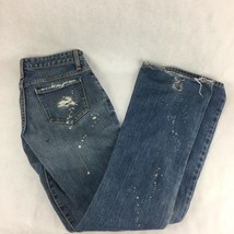 Paper Denim &amp; Cloth Womens Ripper Jeans Blue Paint Splatter Distressed Cotton 26 - £23.97 GBP