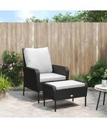 Garden Chair With Footstool Black PE Rattan, Steel Medium - $257.38