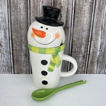 Mug Shotz Snowman Ceramic Mug Lid Spoon Hot Chocolate Gift Coffee Tea Cup - $29.99