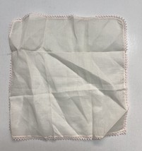 Vintage Linen Pink and White Trimmed Hankercheif 10 by 10 inch - £8.42 GBP