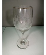 Libbey Christmas Etched White Frosted Pine Trees Stemmed Glass Goblet 8&quot;t  - £9.50 GBP