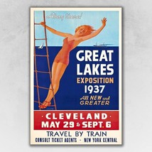 12&quot; X 18&quot; Great Lakes 1937 Vintage Travel Poster Wall Art - $48.49