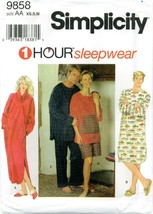 Simplicity 9858 Sleepwear Nightshirt PJs Misses Mens Pattern 1 HOUR EASY UNCUT - £7.20 GBP