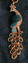 New Betsey Johnson Necklace Peacock Blue Rhinestones Shine Collectible Dressy - £11.98 GBP