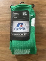 Russell Athletic All Sport Green Socks 1 Pair Fits Men Shoes Sizes 11-15 - £5.05 GBP